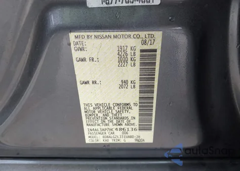 2017 Nissan Altima 2.5 S from USA, damaged, VIN 1N4AL3AP7HC486136